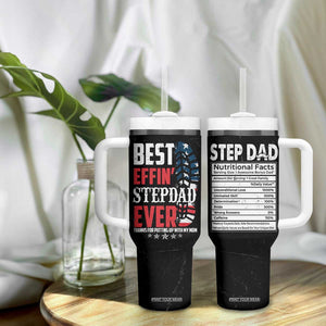 Step Dad Tumbler With Handle Best Effin' Stepdad Ever Thanks For Putting Up With My Mom American Flag TB02 Print Your Wear