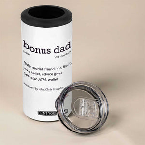 Custom Kids Name Stepdad 4 in 1 Can Cooler Tumbler Bonus Dad Of Three Holding Hands TB02 Print Your Wear