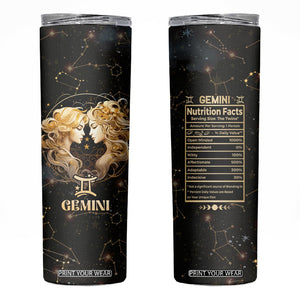 Gemini Zodiac Skinny Tumbler Celestial Constellation Astrology Horoscope Galaxy TB02 Black Printyourwear