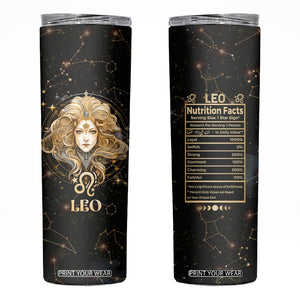 Leo Zodiac Skinny Tumbler Celestial Constellation Astrology Horoscope Galaxy TB02 Black Printyourwear