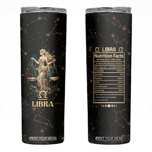 Libra Zodiac Skinny Tumbler Celestial Constellation Astrology Horoscope Galaxy TB02 Black Printyourwear