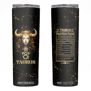 Taurus Zodiac Skinny Tumbler Celestial Constellation Astrology Horoscope Galaxy TB02 Black Printyourwear