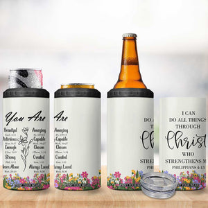 Uplifting Christian Faith 4 in 1 Can Cooler Tumbler I Can Do All Things Through Christ Who Strengthans Me Bible Verse Motivation TB02 Print Your Wear