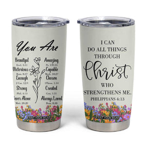 Uplifting Christian Faith Tumbler Cup I Can Do All Things Through Christ Who Strengthans Me Bible Verse Motivation TB02 White Print Your Wear