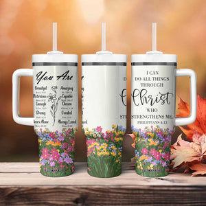 Uplifting Christian Faith Tumbler With Handle I Can Do All Things Through Christ Who Strengthans Me Bible Verse Motivation TB02 Print Your Wear