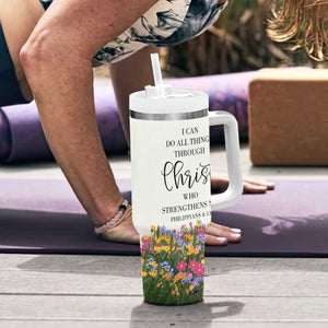 Uplifting Christian Faith Tumbler With Handle I Can Do All Things Through Christ Who Strengthans Me Bible Verse Motivation TB02 Print Your Wear