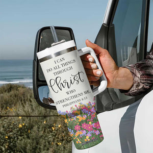 Uplifting Christian Faith Tumbler With Handle I Can Do All Things Through Christ Who Strengthans Me Bible Verse Motivation TB02 Print Your Wear