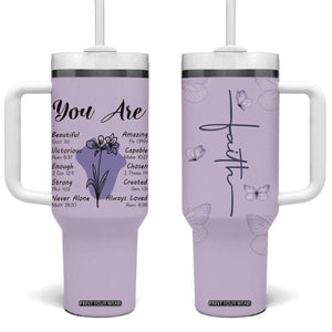 Uplifting Christian Faith Tumbler With Handle You Are Affirmations Motivational Bible Verse TB02 One Size: 40 oz Violet Print Your Wear