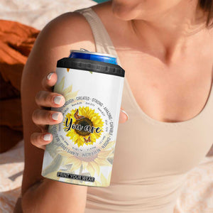 Uplifting Christian Faith Sunflower 4 in 1 Can Cooler Tumbler You Are Motivational Bible Verse TB02 Print Your Wear