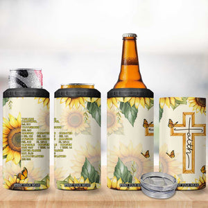 Uplifting Christian Faith Sunflower 4 in 1 Can Cooler Tumbler Bible Verse Affirmations Botanical TB02 Print Your Wear
