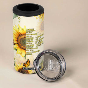 Uplifting Christian Faith Sunflower 4 in 1 Can Cooler Tumbler Bible Verse Affirmations Botanical TB02 Print Your Wear