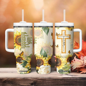 Uplifting Christian Faith Sunflower Tumbler With Handle Bible Verse Affirmations Botanical TB02 Print Your Wear