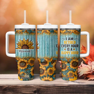 Funny Retirement Gifts For Women Tumbler With Handle Retired Every Hour Is A Happy Hour TB09 Print Your Wear
