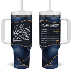 The Legend Has Retired Tumbler With Handle Do Whatever The Hell You Want To Do Retirement Gifts TB09 One Size: 40 oz Navy Print Your Wear