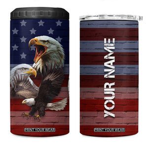 Personalized Eagle American Flag 4 in 1 Can Cooler Tumbler Custom Name Patriotic Gifts For Men TB09 One Size: 16 oz American Flag Print Your Wear