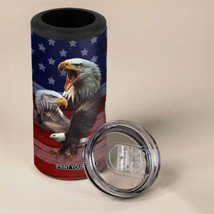Personalized Eagle American Flag 4 in 1 Can Cooler Tumbler Custom Name Patriotic Gifts For Men TB09 Print Your Wear