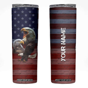 Personalized Eagle American Flag Skinny Tumbler Custom Name Patriotic Gifts For Men TB09 American Flag Print Your Wear