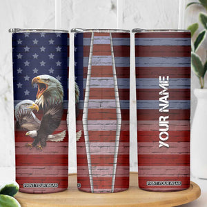 Personalized Eagle American Flag Skinny Tumbler Custom Name Patriotic Gifts For Men TB09 Print Your Wear