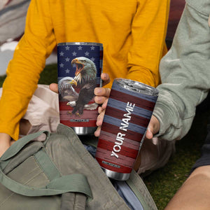 Personalized Eagle American Flag Tumbler Cup Custom Name Patriotic Gifts For Men TB09 Print Your Wear