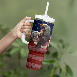 Personalized Eagle American Flag Tumbler With Handle Custom Name Patriotic Gifts For Men TB09 Print Your Wear