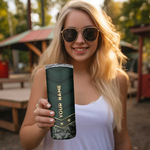 Personalized American Patriot Skinny Tumbler Custom Name Land Of The Free Because Of The Brave TB09 Print Your Wear