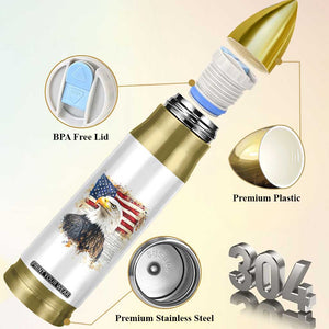 American Patriot Bullet Tumbler Land Of The Free Because Of The Brave TB09 Print Your Wear