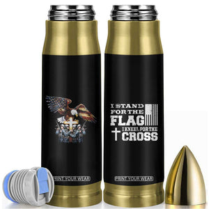 American Patriot Christian Bullet Tumbler Stand For the Flag Kneel For the Cross Eagle TB09 Black Print Your Wear