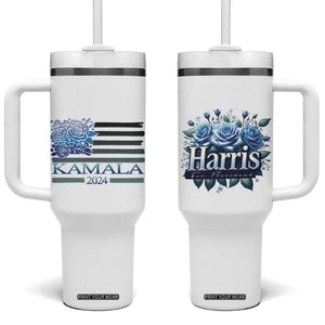Kamala 2024 Tumbler With Handle Harris For President Flower American Flag TB09 One Size: 40 oz Beige Print Your Wear