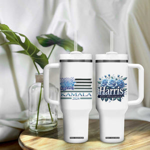 Kamala 2024 Tumbler With Handle Harris For President Flower American Flag TB09 Print Your Wear