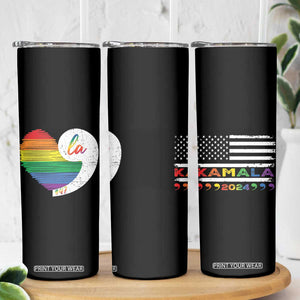 Harris Comma La Skinny Tumbler Kamala 2024 LGBT Rights Rainbow Heart TB09 Print Your Wear