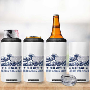 Kamala Blue Wave 2024 4 in 1 Can Cooler Tumbler Cute Cats Wave Harris Walz TB09 Print Your Wear