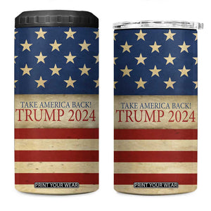 Trump 2024 4 in 1 Can Cooler Tumbler Take America Back American Flag TB09 One Size: 16 oz American Flag Print Your Wear