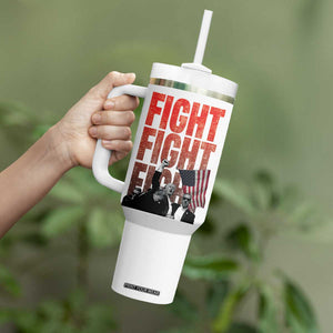 Trump Raise Fist Tumbler With Handle Fight Never Stop Fighting 2024 American Flag TB09 Print Your Wear