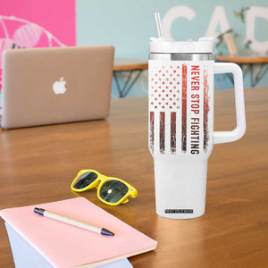Trump Raise Fist Tumbler With Handle Fight Never Stop Fighting 2024 American Flag TB09 Print Your Wear