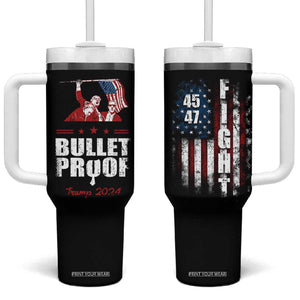 Trump 2024 Bulletproof Tumbler With Handle US President 45 47 America Flag TB09 One Size: 40 oz Black Print Your Wear