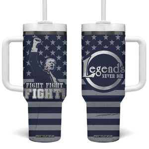 Trump 2024 Tumbler With Handle Legend Never Die Fight For America Flag TB09 One Size: 40 oz Navy Print Your Wear