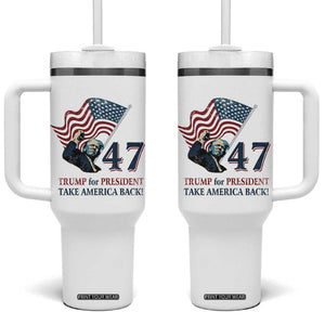 Trump 47 Tumbler With Handle Trump For President 2024 Take America Back TB09 One Size: 40 oz White Print Your Wear