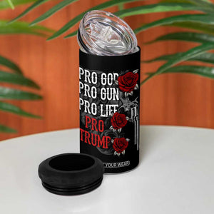 Trump Support 4 in 1 Can Cooler Tumbler Pro God Gun Life Pro Trump 2024 TB09 Print Your Wear