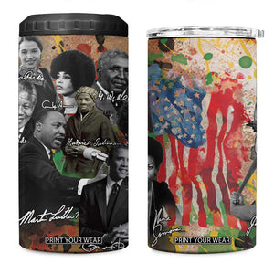 Black History 4 in 1 Can Cooler Tumbler MLK Obama Kamala Malcolm X Harriet James Baldwin Black Pride TB09 One Size: 16 oz Black Pride Print Your Wear
