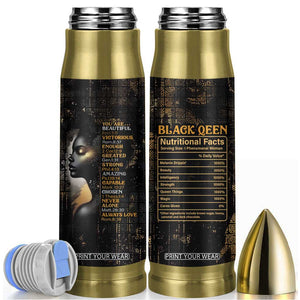 Black Women Inspire Bullet Tumbler African Queen Beautiful Victorious Enough Gift For Her TB09 Black Gold Print Your Wear