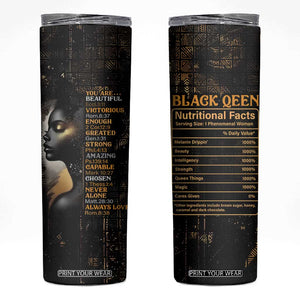 Black Women Inspire Skinny Tumbler African Queen Beautiful Victorious Enough Gift For Her TB09 Black Gold Print Your Wear