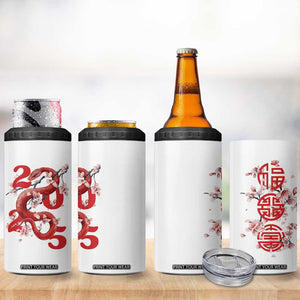 Year Of The Snake 2025 4 in 1 Can Cooler Tumbler Lu Fu Shou Chinese New Year Snake Cherry Blossom TB09 Print Your Wear