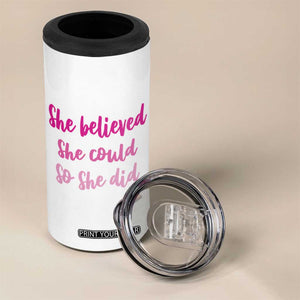Graduation Gifts For Women 4 in 1 Can Cooler Tumbler She Believed She Could So She Did Seniors Class Of 2025 Coquette Bow TB09 Print Your Wear