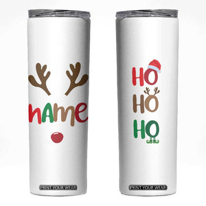 Personalized Christmas Skinny Tumbler Custom Name Ho Ho Ho Santa Reindeer Elf TB09 White Print Your Wear