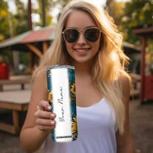Personalized Pediatric Nurse Skinny Tumbler Custom Name Nurse Gifts Sunflower TB09 Print Your Wear