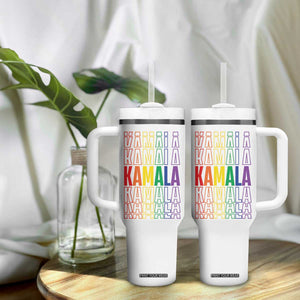 Harris Supporter Tumbler With Handle Kamala LGBTQ Rights Rainbow TB09 Print Your Wear