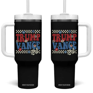 Trump Vance 2024 Tumbler With Handle Take America Back President Election Retro Groovy TB09 One Size: 40 oz Black Print Your Wear