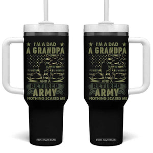 Retirement Tumbler With Handle I'm A Dad A Grandpa And A Retired Army Nothing Scares Me TB09 One Size: 40 oz Black Print Your Wear