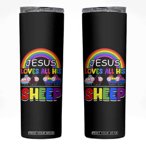 LGBT Pride Skinny Tumbler Jesus Loves All His Sheep Lesbian Gay Bisexual Transgender Black White TB09 Black Print Your Wear