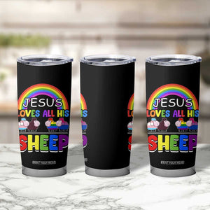 LGBT Pride Tumbler Cup Jesus Loves All His Sheep Lesbian Gay Bisexual Transgender Black White TB09 Print Your Wear